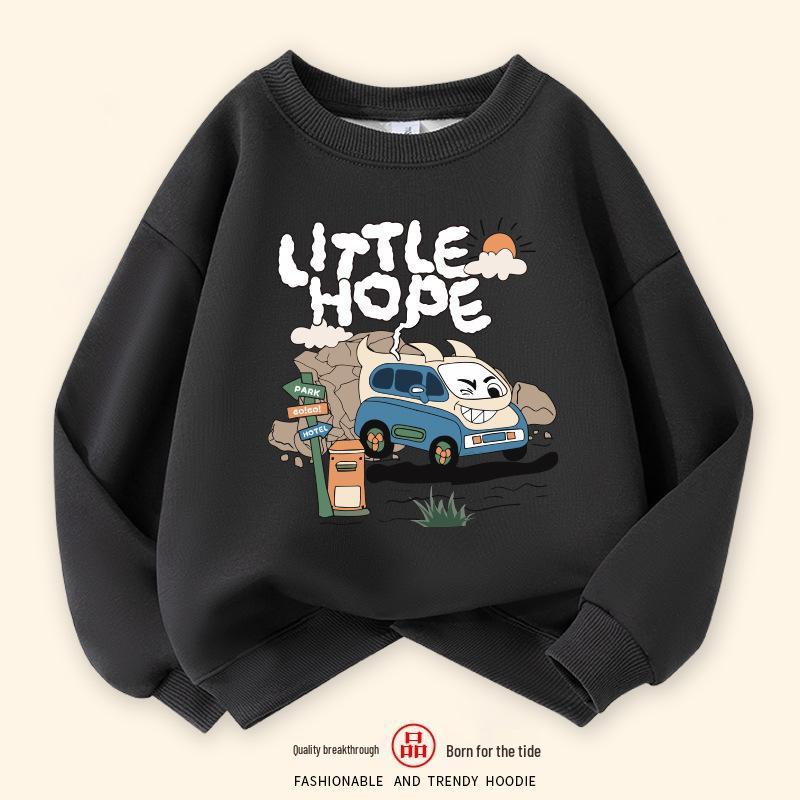 Boys' Autumn Print Pullover Sweatshirt - Stylish Loose Long Sleeve Top