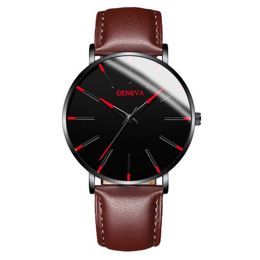 Trendy Ultra-thin Men s Leather Strap Quartz Watch – Simple & Fashionable Design