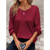 JPNTKY Women's Fashion Casual Solid Color Print Long Sleeve O-Neck Blouses & Shirts