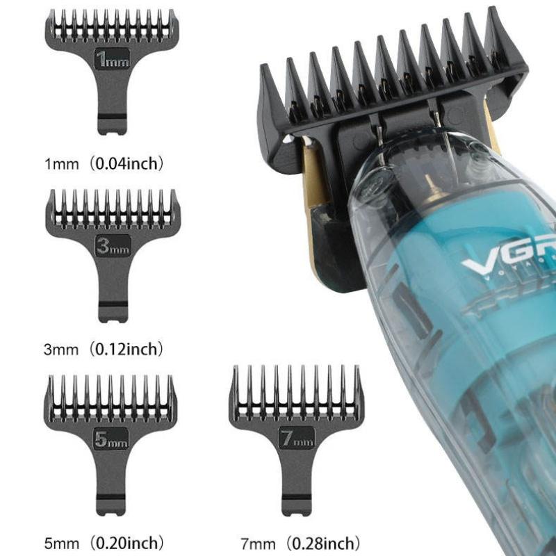 VGR IPX7 Waterproof Electric Hair Clipper Professional Transparent Barber Beard Trimmer Rechargeable Cordless Hair Trimmer for Men Home Clippers V-961
