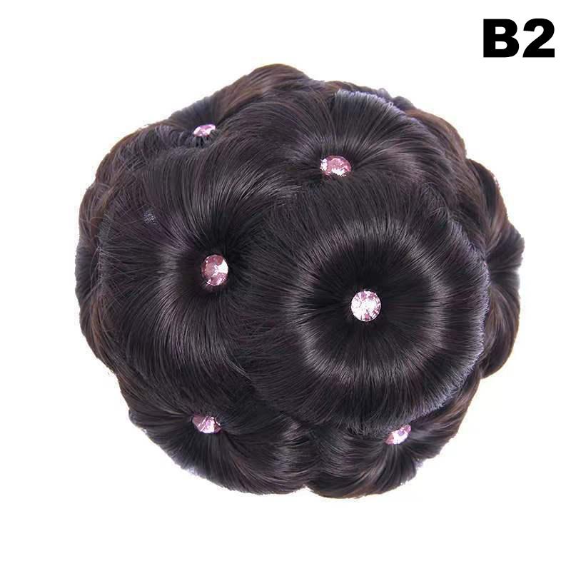 Synthetic Hair Bun Bud Hair Clips With Diamond Colorful Shiny For Women Ponytail Claw Clip Lifelike Hairpiece Styling Tools