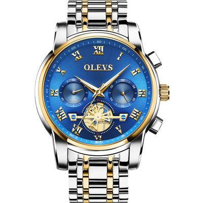 Men's Stainless Steel Chronograph Watch, Waterproof, Black, Multi-Function Analog Quartz Watch with Date Display, Stylish Business and Casual