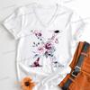 Watercolor Letter C Print Women Vneck Tshirts 26 Initials Flower Retro Classic Tops Alphabet Floral Womens Birthday Gift Tees