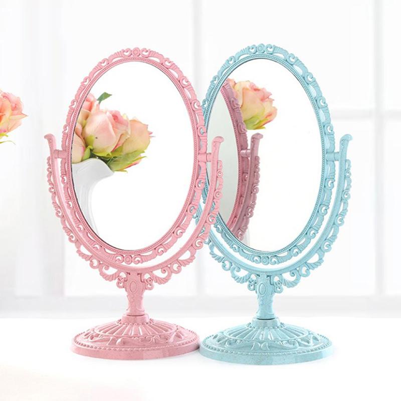 Heart Shaped Makeup Mirror Vintage Rotatable Plastic Makeup Dresser Mirror
