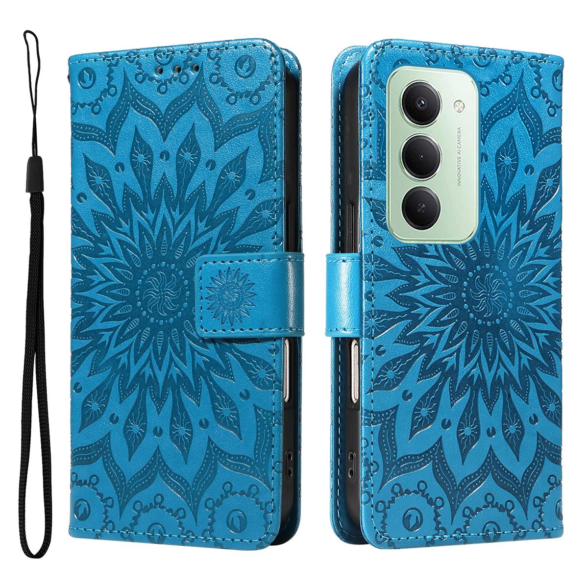 

Для Xiaomi Redmi 15 5G (Глобальний) (169мм) Шкіряний чохол-гаманець з тисненням соняшника