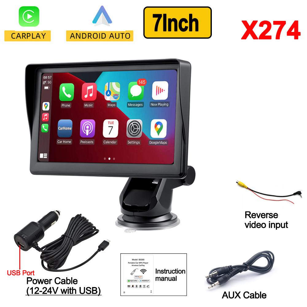 7 Inch Portable Car Radio Multimedia Video Player Wireless CarPlay Android Auto Bluetooth Car Touch Screen Rear View Camera