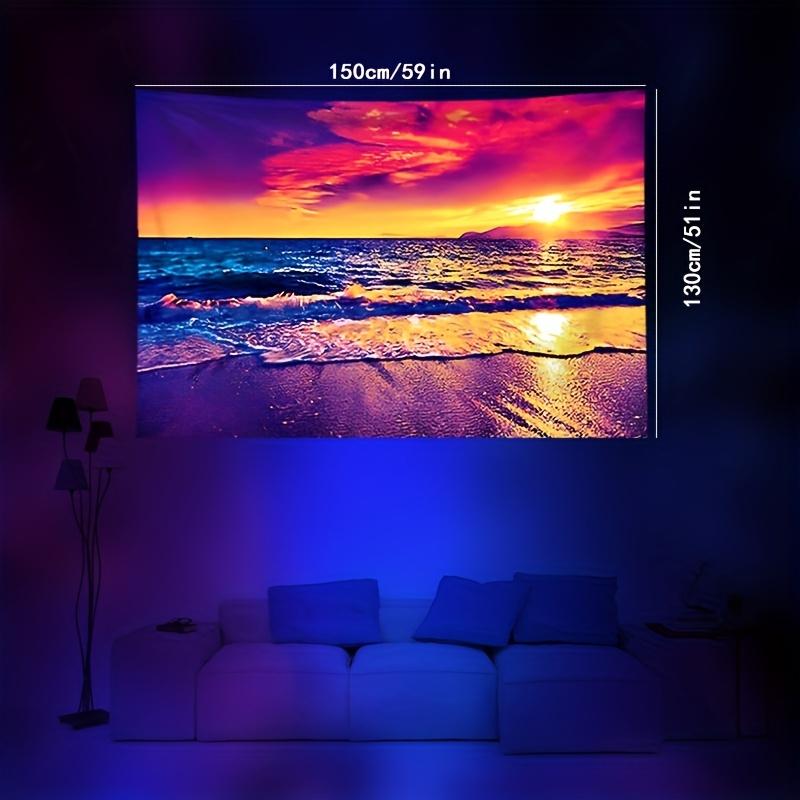 Sunset Blacklight UV Reactive Wall Hanging Tapestry Fluorescent Tapestry for Living Room  Bedroom and Home Decor