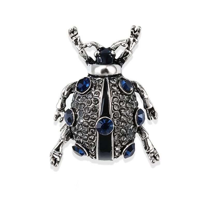 Vintage Rhinestone Ladybug Brooch Crystal Insect Beetle Brooch Pin Women Fashion Jewelry Accessory