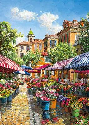 APPLEONE Nice Flower Marche Jigsaw Puzzle X 38 Made In Japan 500-278 (Sam Park) 500-Piece (53 Cm)