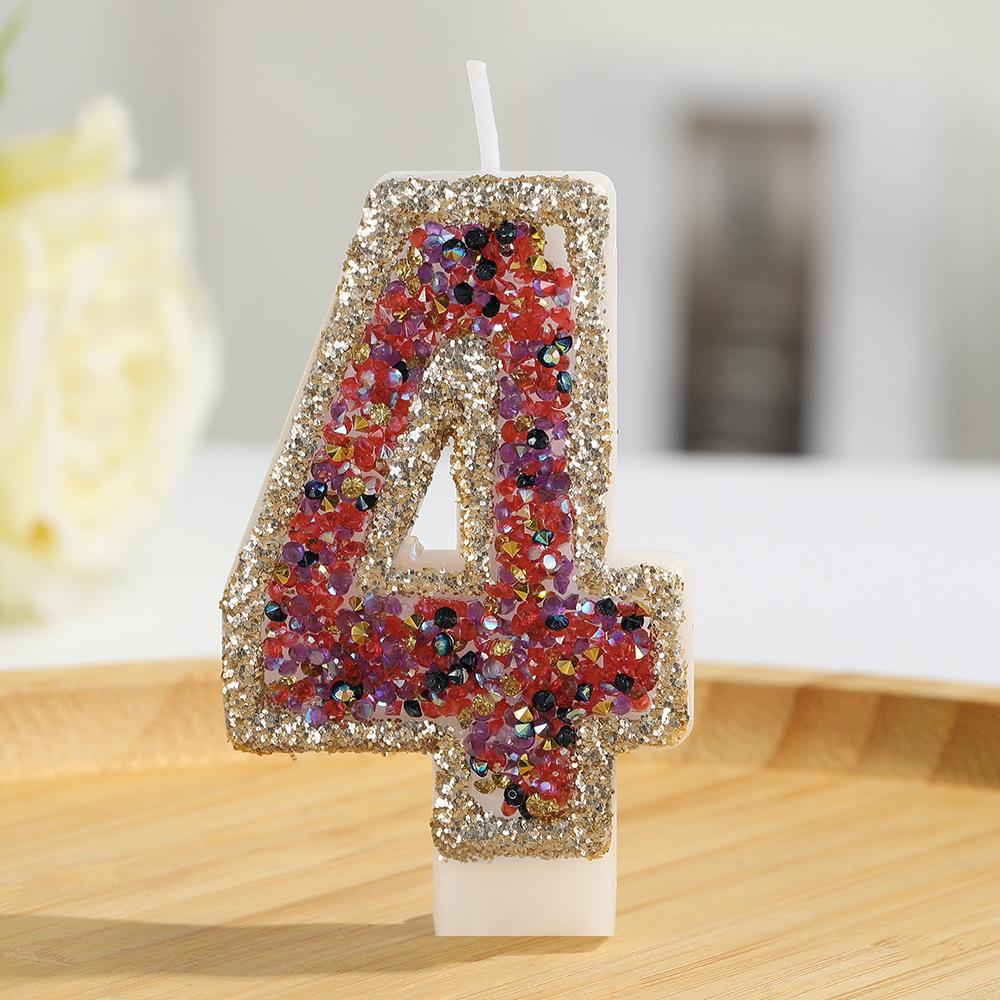 Champagne Glittering Seven-Color Luxury Number Candles for Birthdays