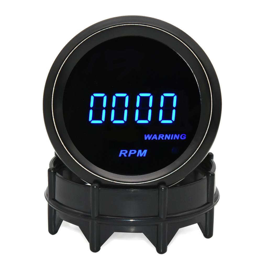 2" 52mm Blue Digital LED Tachometer Psi Bar Boost Gauge Vacuum Gauge Water Oil Temp Gauge Oil Press Gauge Voltmeter For 12V Car