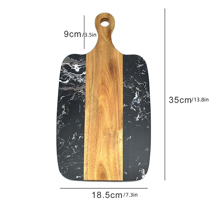 

Acacia Wood Marble Splicing Style Cutting Board Serving Board for Steak Fruits With Handle Non-Slip Cutting Board for Kitchen 35x18.5cm белый