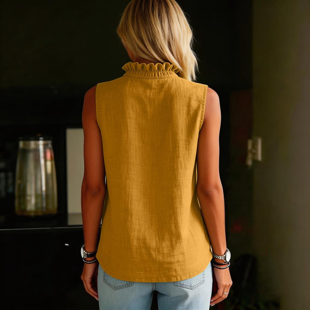 Womens Spring Tops Sleeveless V Neck Blouse Summer Shirts for Women Casual Style Womens Summer Shirts