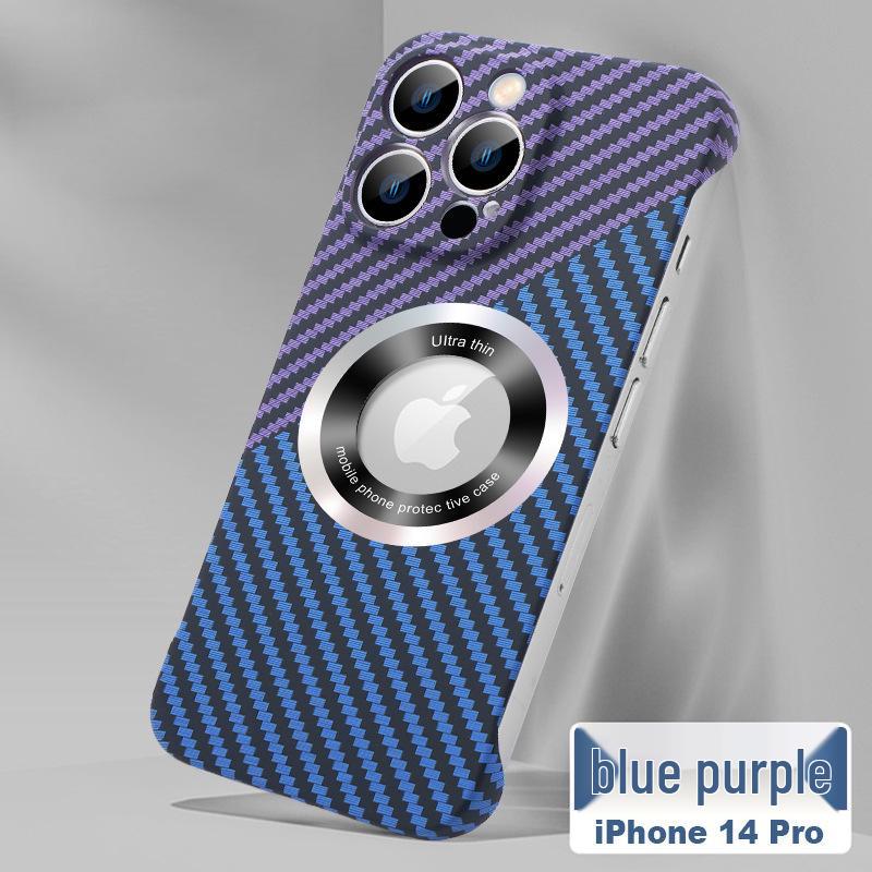 "Carbon Fiber Magnetic Suction Case for iPhone 16 Pro Without Frame, Fits iPhone 12/13"