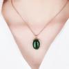 Exquisite Russian Purple Gold Inlaid Oval Egg Surface Greenstone Pendant Luxury High-End Rose Gold Plated Colored Gold Necklace