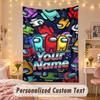 Custom Personalized Tapestry,Among Us Print Custom Name Text Wall Art Hanging for Bedroom