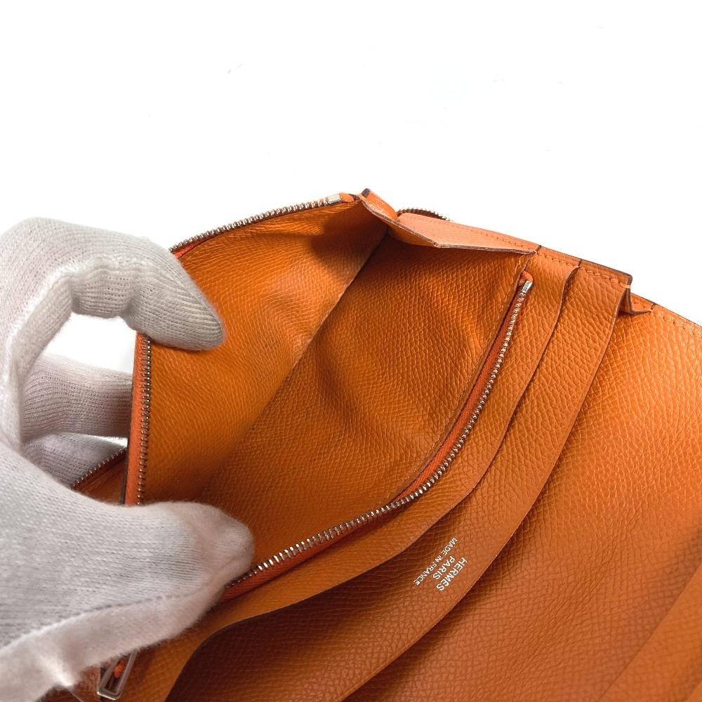 HERMES Azap Integral Long wallet Zip Around Long Wallet Leather Orange