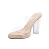 2025 summer new waterproof table transparent high heels women's thick heel nude versatile sandals with sandals