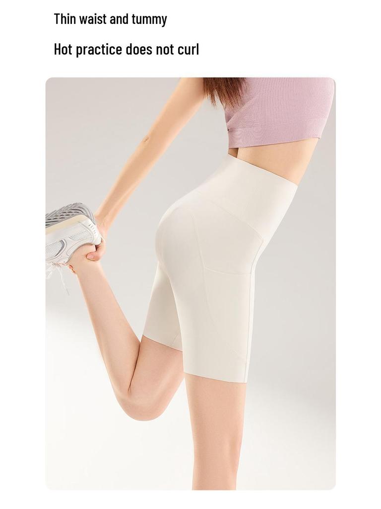 High Waist Women's Yoga Shorts with Pockets - Summer Thin Style, Tummy Control, Hip Lift, and Base Layer for Fitness and Cycling