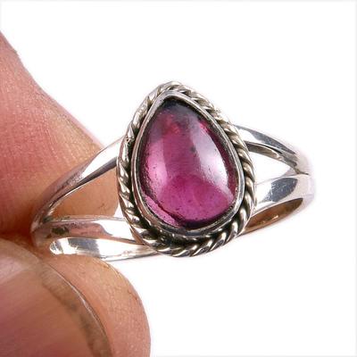 Piatră prețioasă Granat Natural Lucrat Manual Argint Sterling Solid 925 Cadou Inel S.8 J7B46