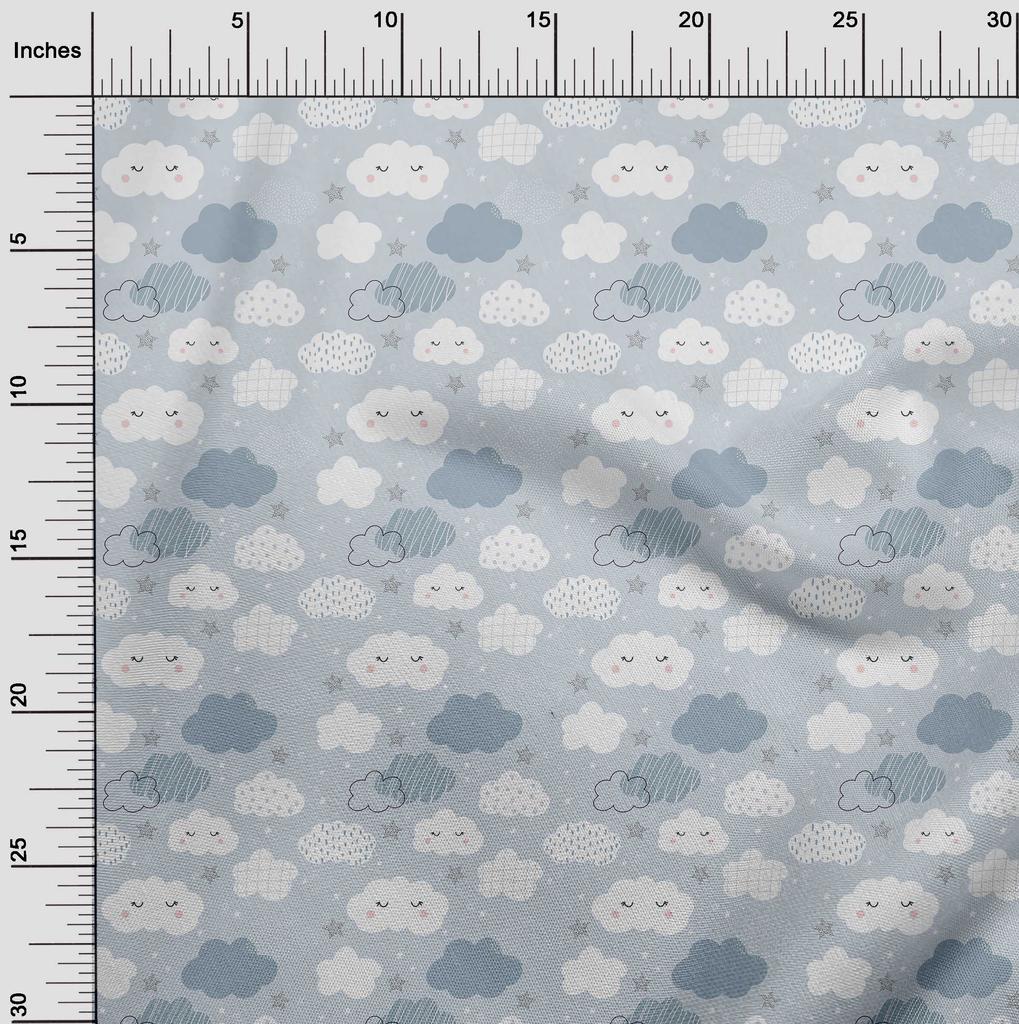 oneOone Baumwoll-Popeline Hellgrauer Stoff Kawai Kleidermaterial Stoffdruckstoff Meterware 42 Zoll