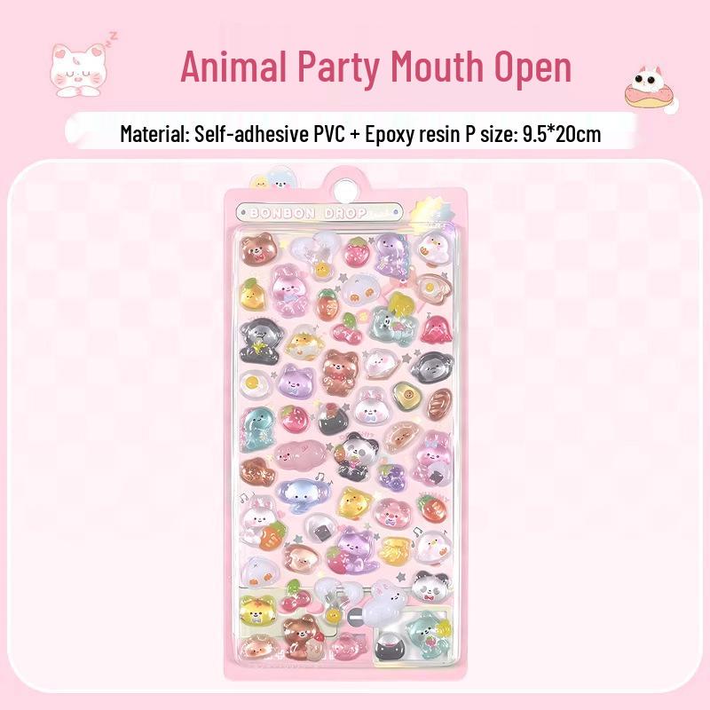 3D Crystal Diamond Cartoon Stickers for Kids - Cute, Decorative & Embossed for Girls