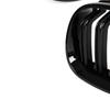 BMW 5 E60 / E61 03-10 Kühlergrill zwischen den Scheinwerfern (Nieren) Set links + rechts SCHWARZ GLÄNZEND DOPPELSTREBE GEKRÜMMTE LAMELLEN