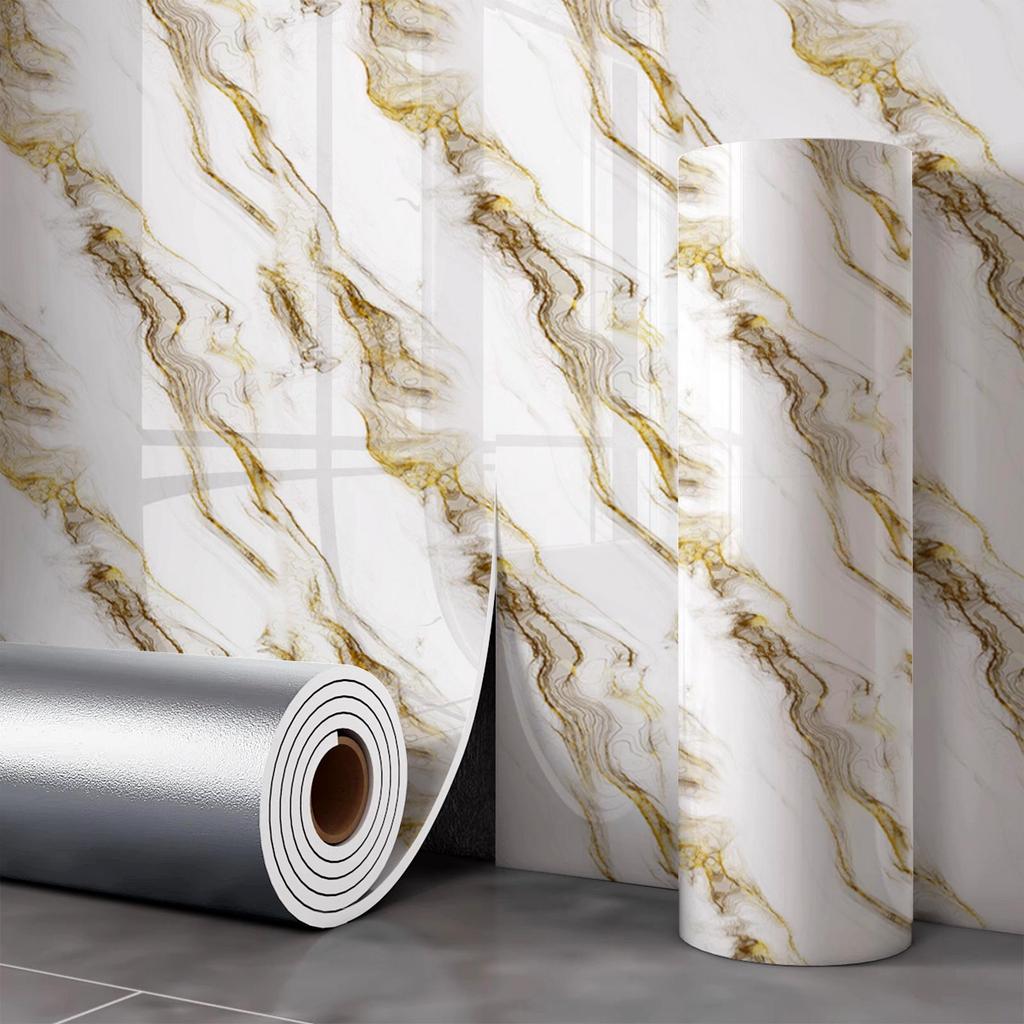 Samoprzylepna Wodoodporna Tapeta z Płytki Marmurowej na Ściany Łazienki