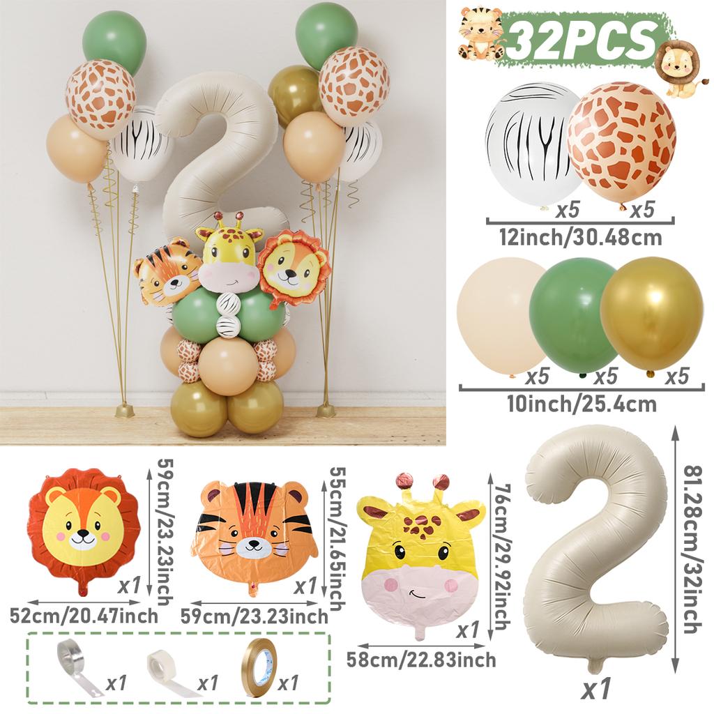 Jungle Animal Balloon Bunch Happy 1st Birthday Party Decorations Kids Favor Gifts Safari Animal Balloons Baby Shower Supplies