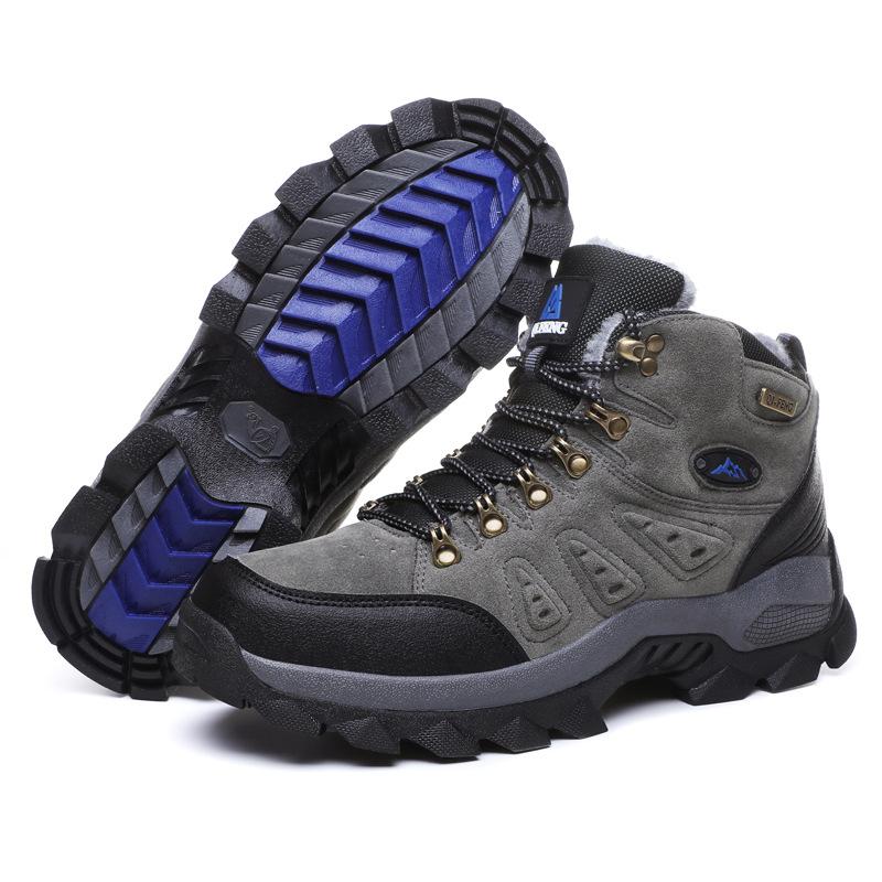 Outdoor sports non-slip warm hiking shoes fleece thickened off-road hiking climbing large size hiking shoes