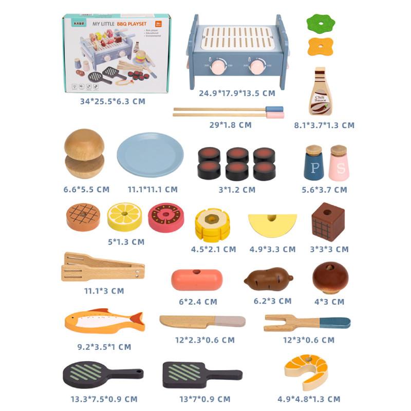 

Simulation Wooden Barbecue Rack Cooking Family Interactive Children Toy Set
