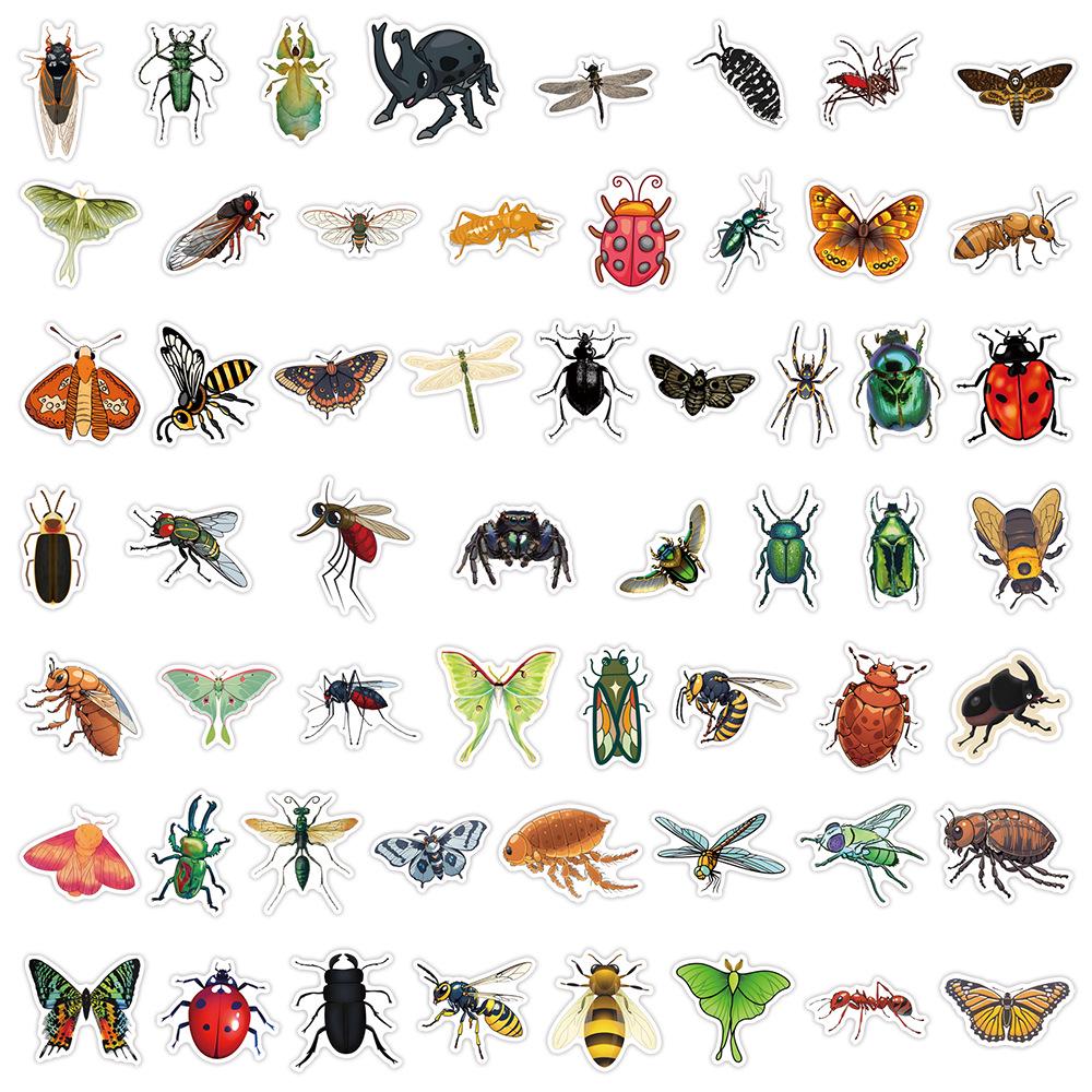 55 Cartoon Insect Graffiti Stickers - DIY Suitcase & Water Bottle Decoration, Waterproof