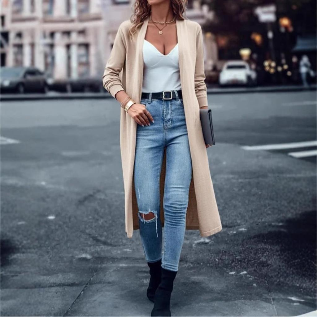 New Women's Solid Color Long Sleeve Coat, Elegant Versatile Outerwear for Women, European American Style