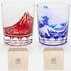 LUGUFON Kiriko Glass Mt. Fuji Rock Glass, Mt. Fuji + Wave Mt. Fuji, Handcrafted by Artisans, In Paul