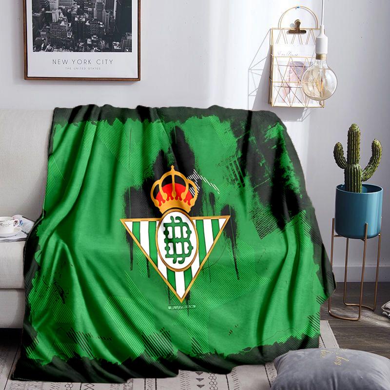 Real Betis Crest Artwork Throws Blanket Flannel Blankets Plush for Couch Bed Gifts for Men Women Travel picnic blanket Christmas fan gifts