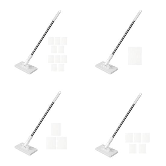 Snap Grip Mini Mop Zero Touch Cloth Change Lazy Mop Long Handle Flat Mop Locking Head with Sweeping Cloth for Wet And Dry Use Home Bathroom Cleaning