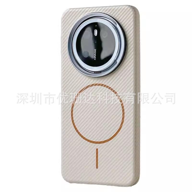 Applicable To Huawei Mate70pro Carbon Fiber Pattern Magnetic Mobile Phone Case Mate60pro Metal Lens Anti-drop Sheath