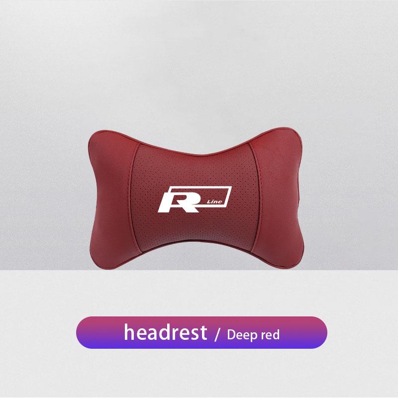 XYZ1 VW Car Leather Headrest Seat Head Support Neck Pillow For Volkswagen Polo Golf GTI CC Tiguan Arteon Passat Jetta Touareg ID.3