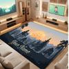 Mushroom Forest Theme Crystal Velvet Floor Rug Personalized Custom Name Text Warm Carpet Home Decoration