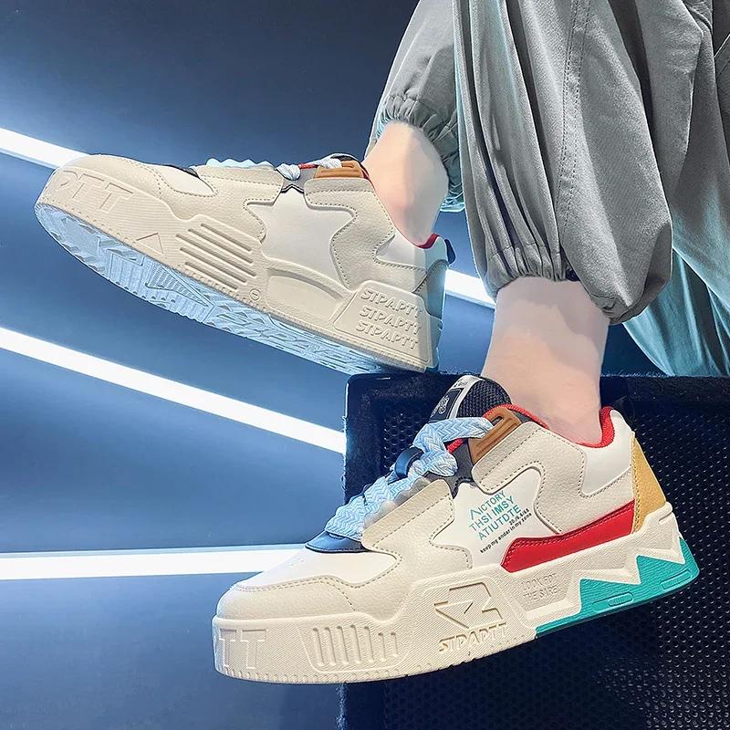 2024 New Outdoor Anti Slip Sports Shoes Top Spring and Autumn PU Board Shoes Fashion Student Sulfide Casual Running Shoes Size44