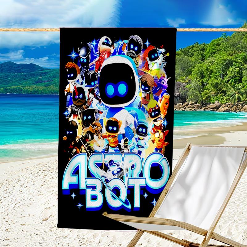 proof beach towel with a Astro Bot4 pattern - soft,absorbent,quick-drying,machine washable - perfect for swimming,camping,bathing