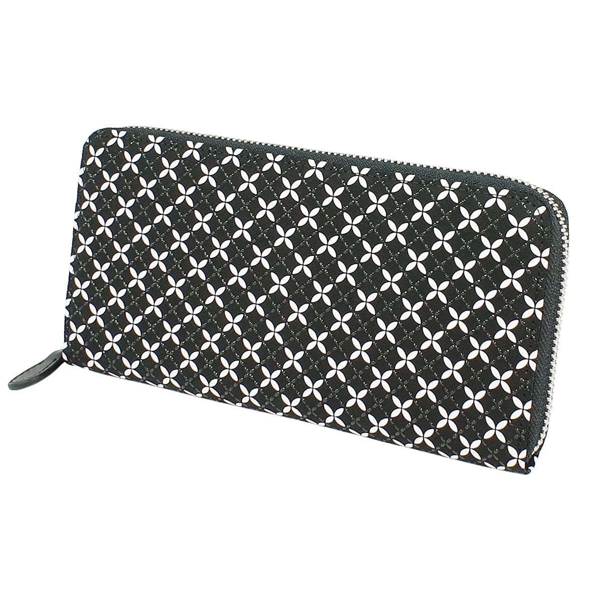 

Inden Long Round Coin Purse Connecting Black x Black Lacquer x White Chintz 8807 [Indenya] Wallet, Zipper, Included, Deerskin, Soyoka, Cloisonné