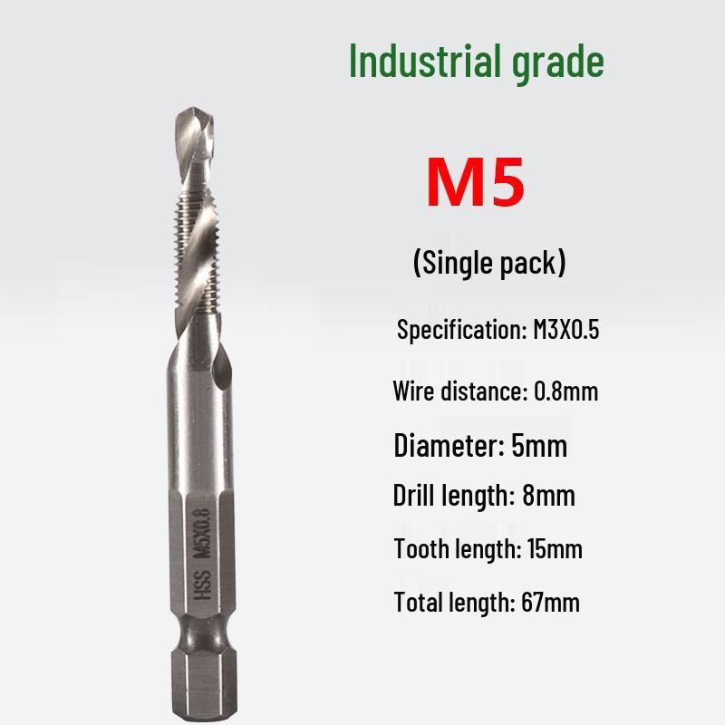 Multifunctional Hex Shank Spiral Tap and Drill Set for Electric Drills