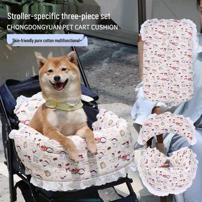 Gemütliches Baumwoll-Haustierwagen-Bundle: Dicke Warme Matte, Kissen & Nestchen für Kleine Hunde & Katzen