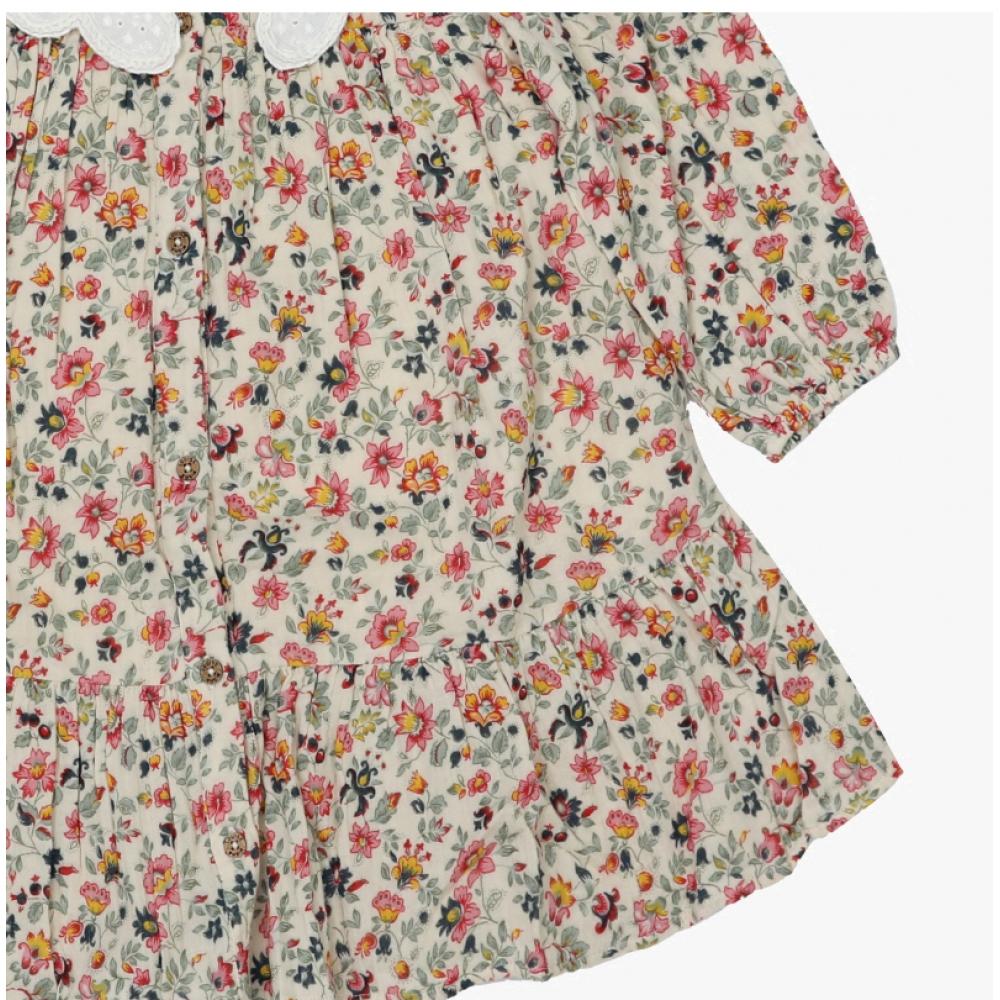 Louis Misha Kinderkleid Blumen Heidi Grau W25 S0043