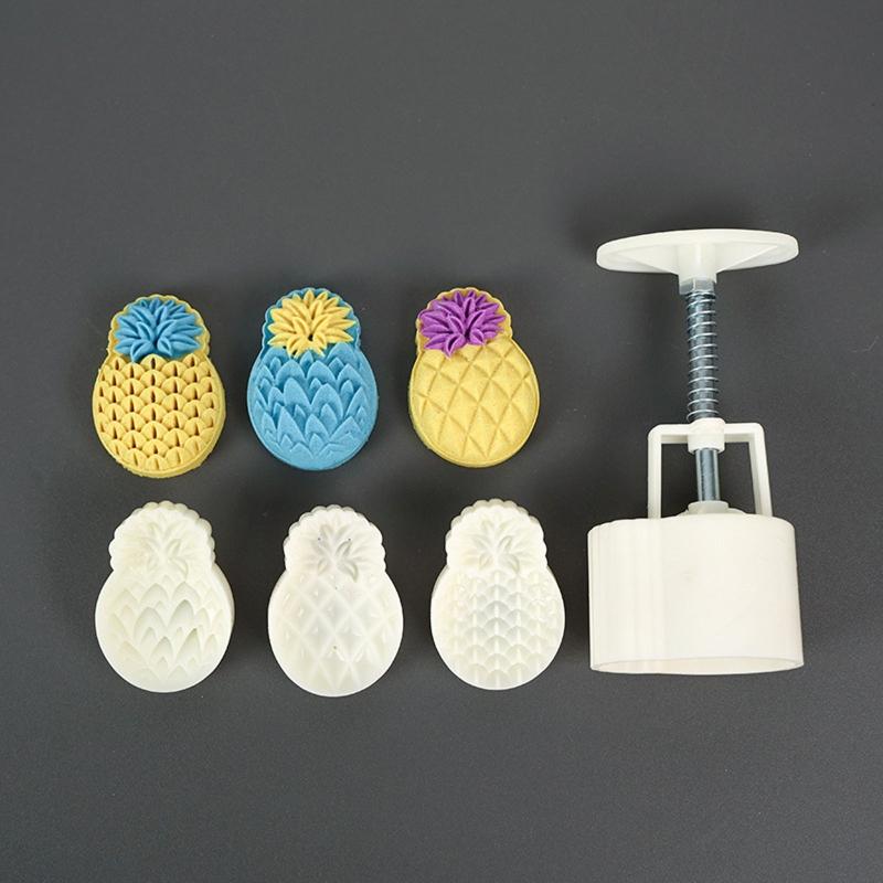 50g Plastic Material Mooncake Moulds Mooncake Stamps Cute Pineapple Shaped DIY Mooncake Gadgets for Mid-Autumn Festival