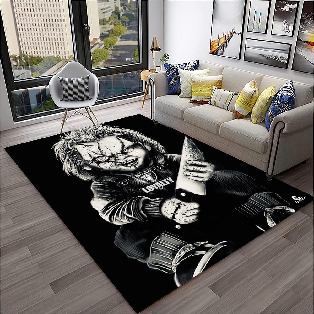 Horror Movie Scream Saw Halloween Cartoon Carpet Rug for Home Living Room Bedroom Sofa Doormat Decor,Area Rug Non-slip Floor Mat
