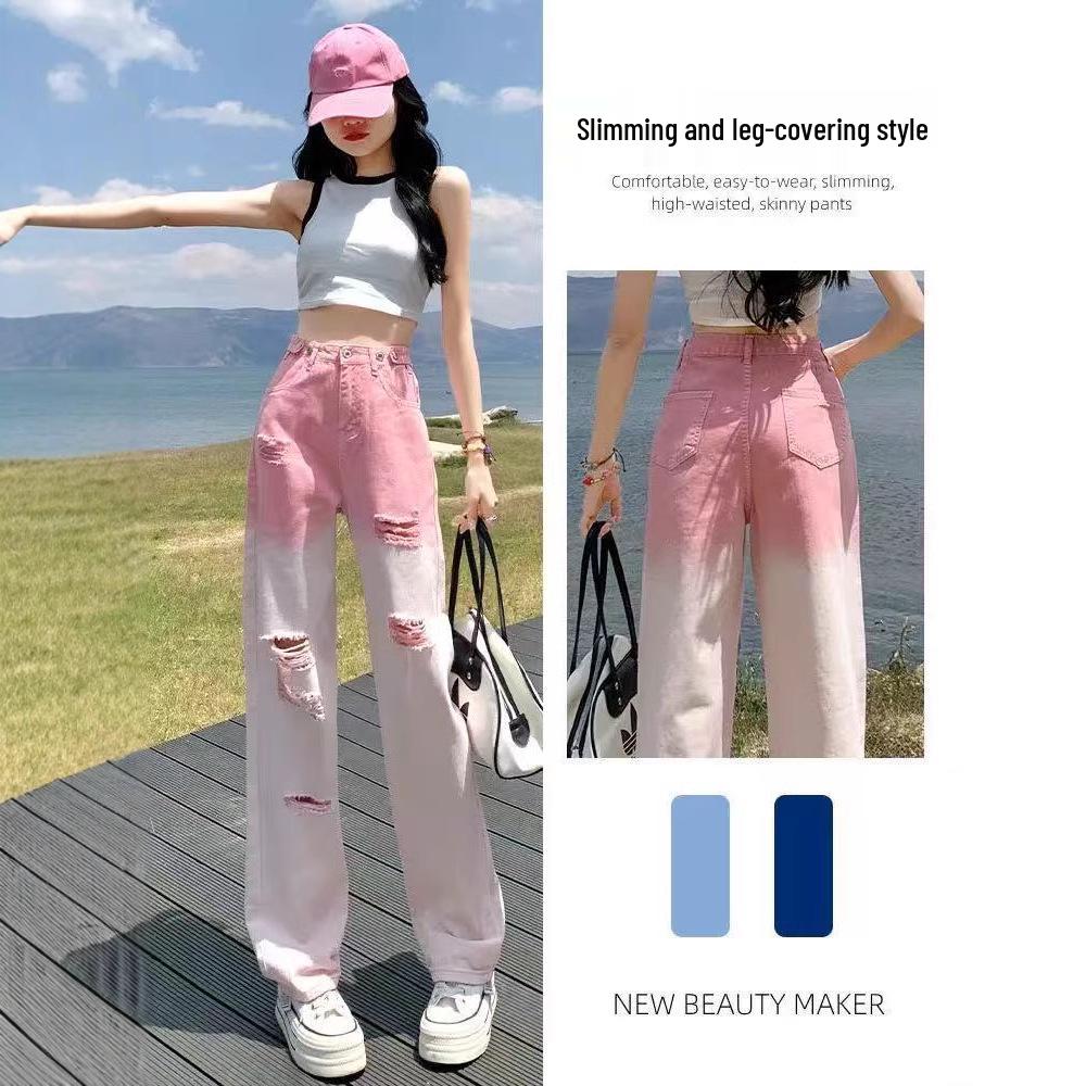 

Thirteenth Street Trendy Women s Ripped Gradient High Waist Slimming Jeans Large