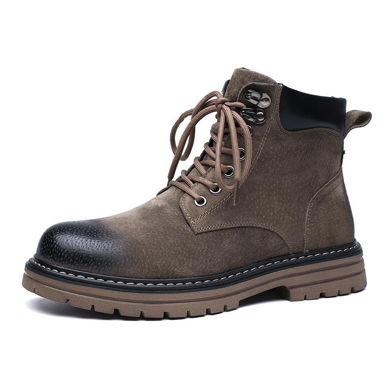 

2025 большие желтые ботинки мужские осень и зима новые рабочие ботинки британский стиль снегоходы средняя высота универсальные ботинки Мартин 6002-M 44 серый