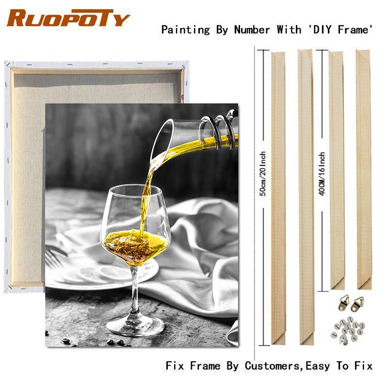 RUOPOTY Painting By Numbers Red Wine Canvas Oil Painting: Hand Painting Modern Wall Art For Adults And Children By Numbers